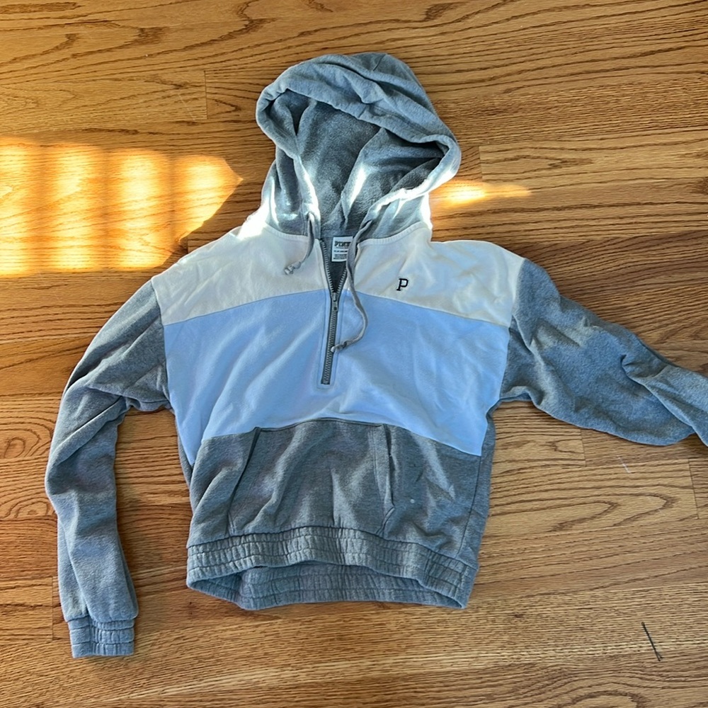PINK block color quarter zip